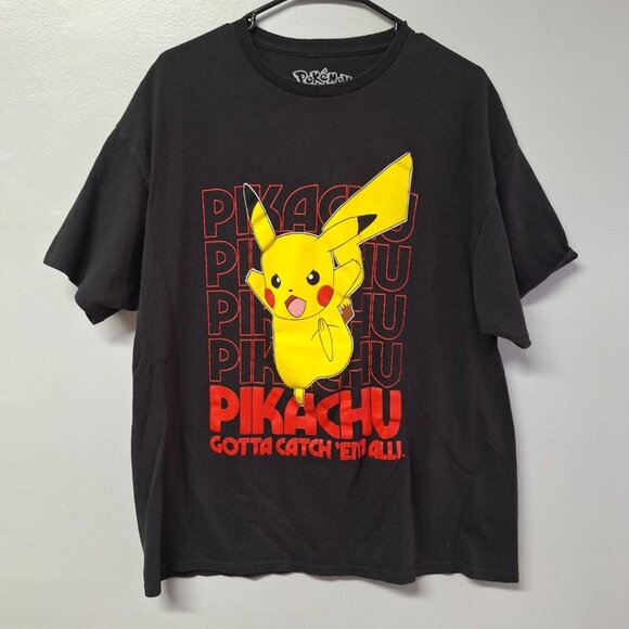 Pokémon Picachu Tee Shirt Youth XL Dark Gray Gotta Catch Em All Teen Boy - Picture 7 of 7